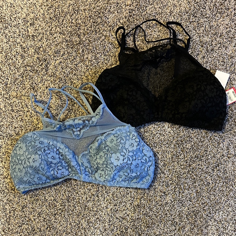 Xhilaration Lace Bralette Duo - Black and Blue